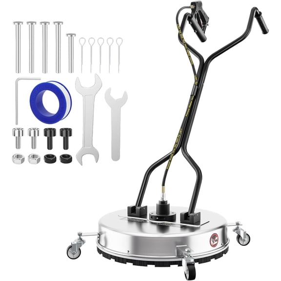 22''Pressure Washer Surface Cleaner,4500PSI Power Washer Surface Cleaner Attachment with Wheels,Dual Handle,Stainless Steel Housing, 3/8'' Quick-Connect for Driveway Sidewalk Curb Deck Patio Cleaning