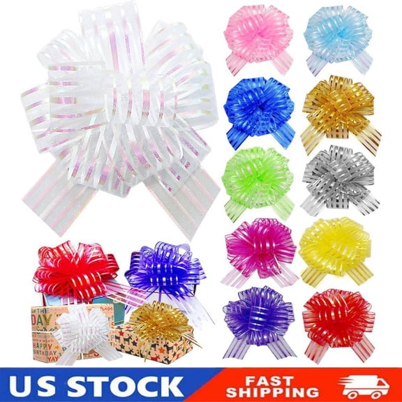 22 Pull Bow Mixed Color Large Organza Gift Bows Present Wrapping Pull Bow Ribbon