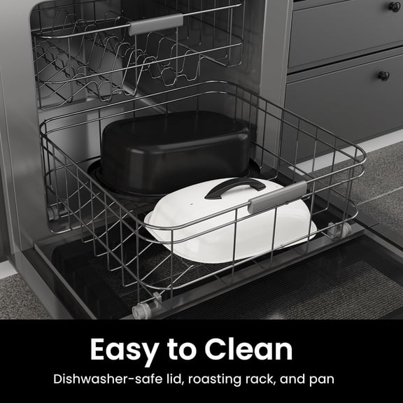 22-Quart Electric Roaster Oven with Removable Pan and Self-Basting Lid, Perfect for Turkey Roasting with Temperature Control from 150 to 450 ° F and Cool-Touch Handles, White