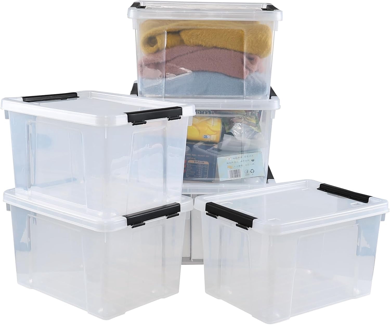 Storage Container Bi 22 Quart Latching Storage Container Bin with Wheels, 6 Packs Plastic ...
