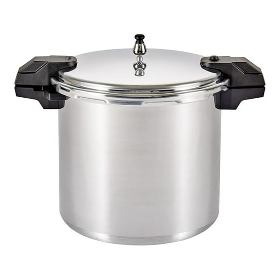 Polished Aluminum Pressure Cooker/Canner, 22 Quart - Silver - 5/10/15 PSI - Canning Pot with Racks
