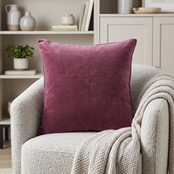 22" Raspberry Cotton Velvet Throw Pillow