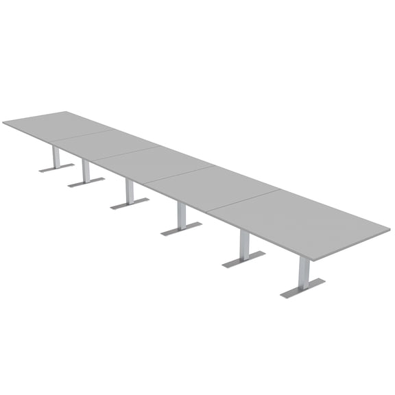 22' Rectangular Modular Boardroom Table With Metal T-Bases Power Units