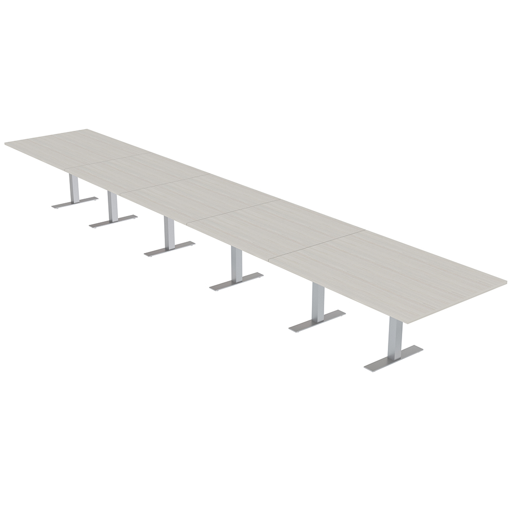 Rectangle Power Table 22' Rectangular Modular Boardroom Table With Metal T-Bases Power Units ...