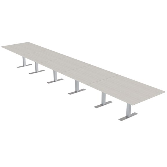 22' Rectangular Modular Boardroom Table With Metal T-Bases Power Units