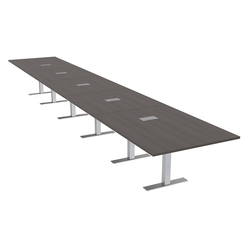22' Rectangular Modular Boardroom Table With Metal TBases Power Units