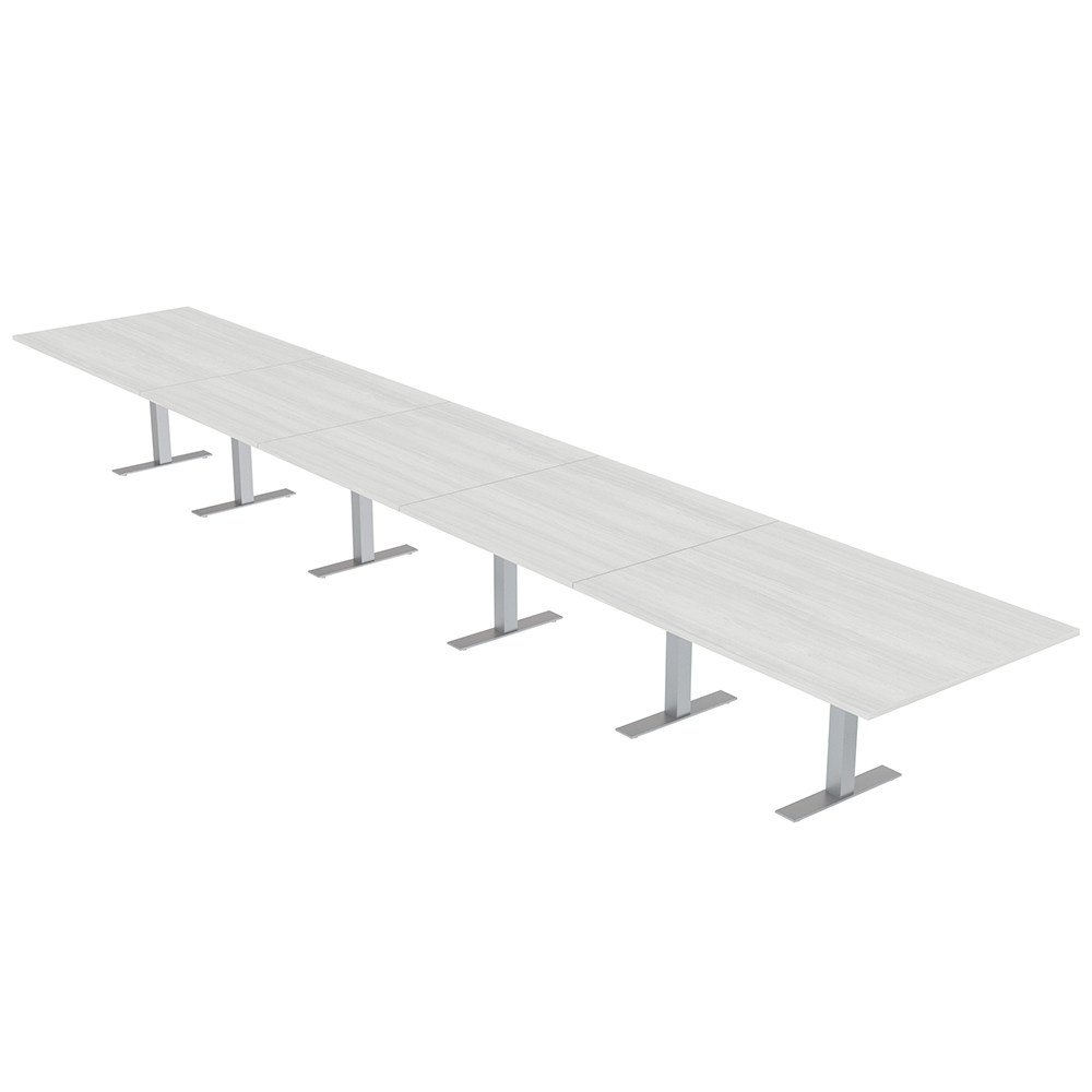 22' Rectangular Modular Boardroom Table With Metal TBases Power Units