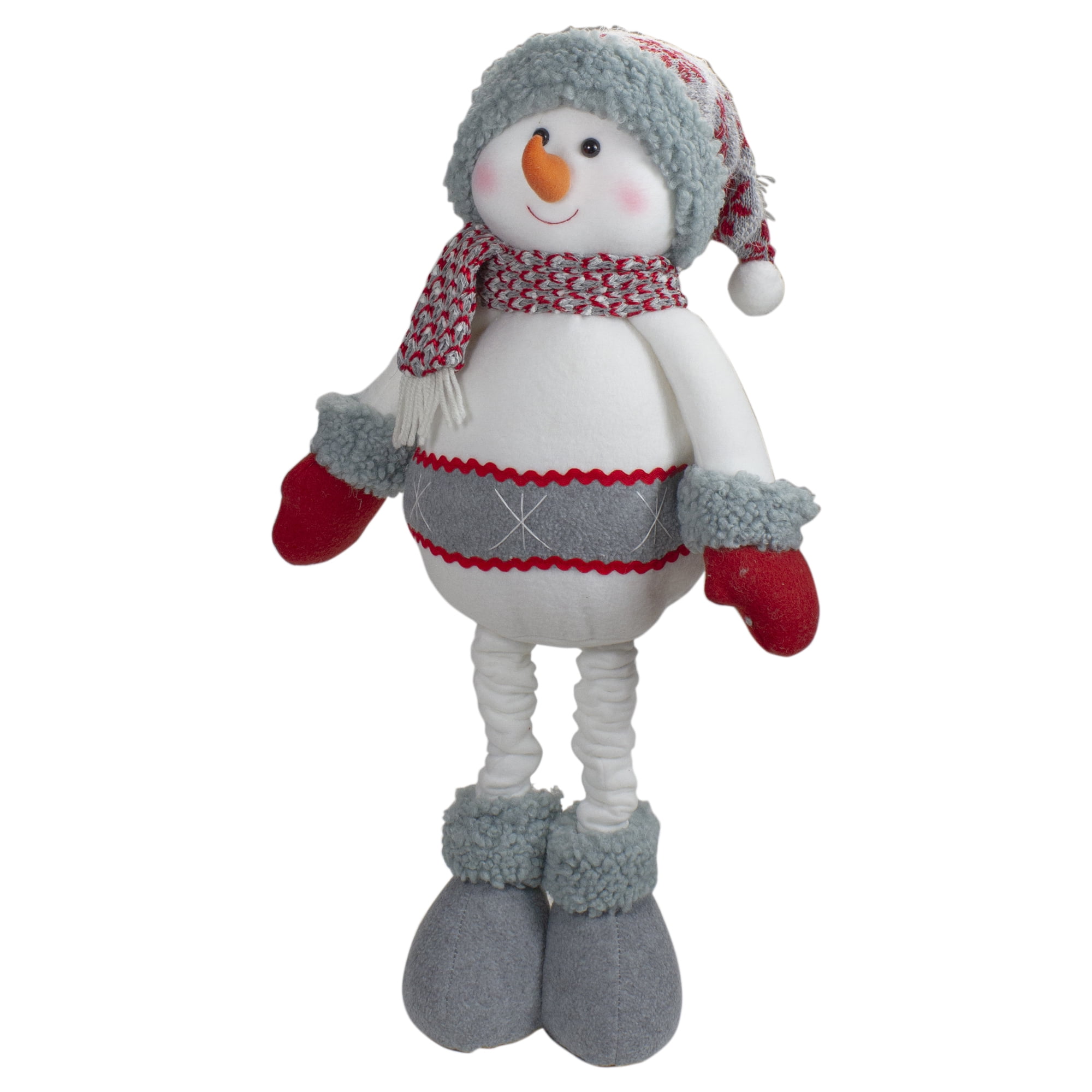 Northlight Plush Nordic Snowman Christmas Figure - 22" - Red and Gray ...