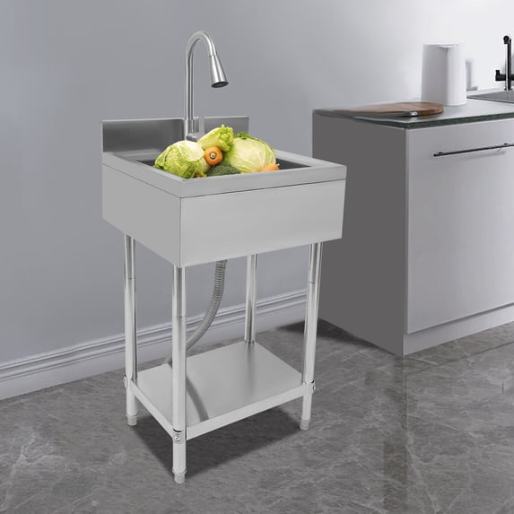 22"Restaurant Kitchen Sink,Stainless Steel Sink,Free Standing Commercial Kitchen
