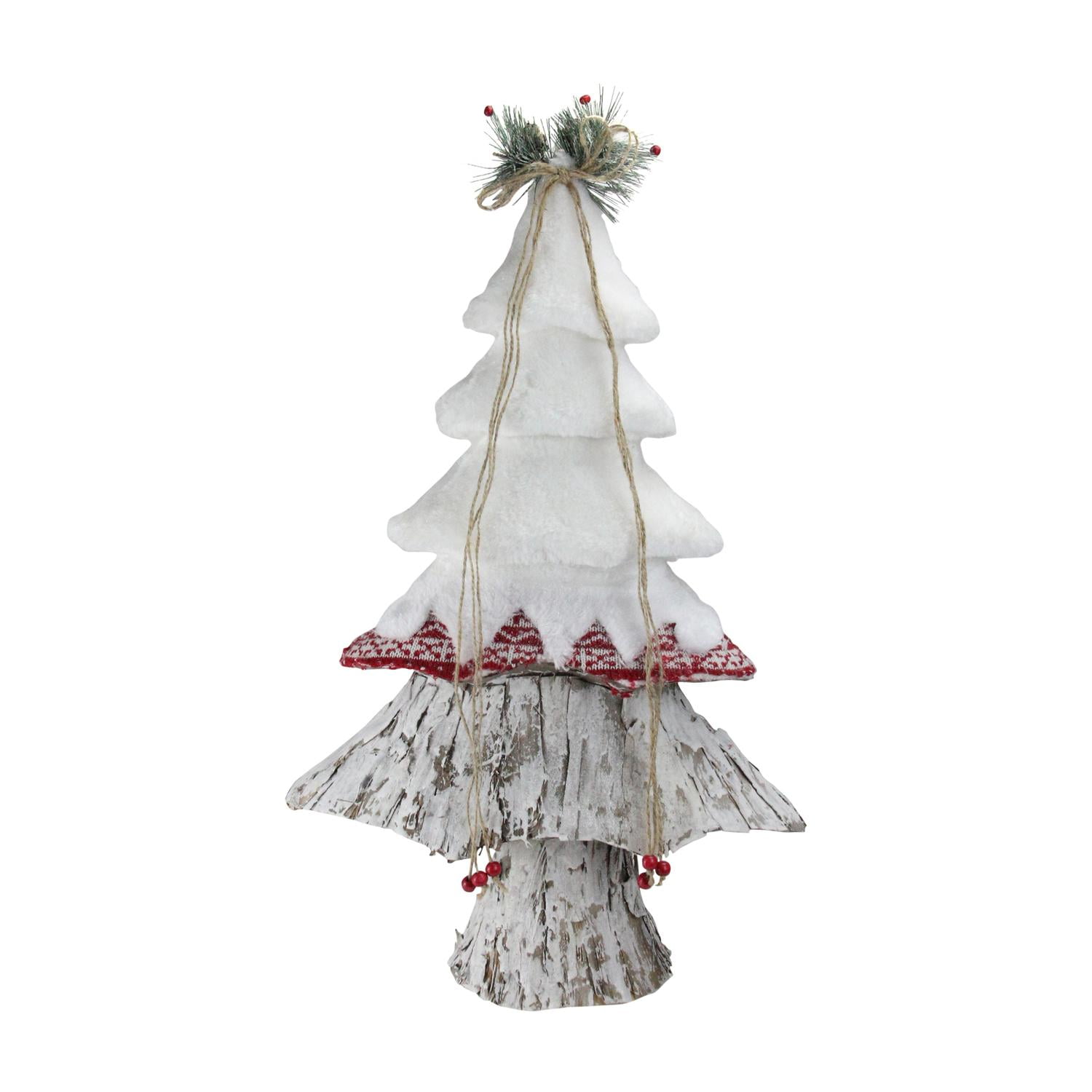 22" Retro Christmas White Red and Brown Christmas Tree Decoration