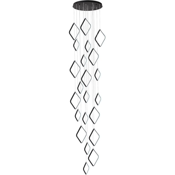 22 Rings LED Chandelier Black Modern Tree Branch Pendant Light with Remote Control Infinitely Dimmable Chandelier Staircase Adjustable Length Light Fixture for Foyer Entryway Living Room