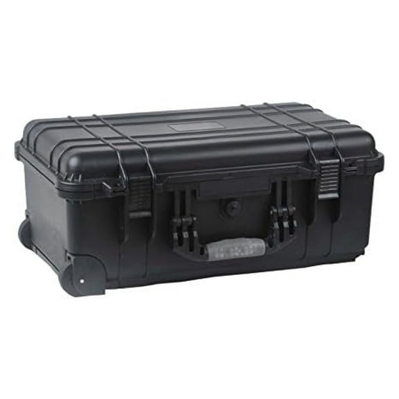 22" Rolling Weatherproof Equipment Case with Telescopic handle made of Polypropylene Plastic, Black with Foam Insert, 22" X 13.5" X 9" (NOTE Internal Dimensions: 19.75"11"7.6")