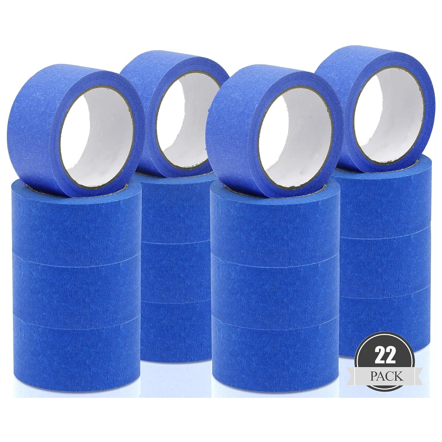 22 Rolls Blue Painters Tape Bulk 2 inch x 55 Yards, Painters Masking Tape No Residue Wall Painting Tape Artist Tape Trim Edge Finishing Tape for Wall Painting Decoration DIY Supplies