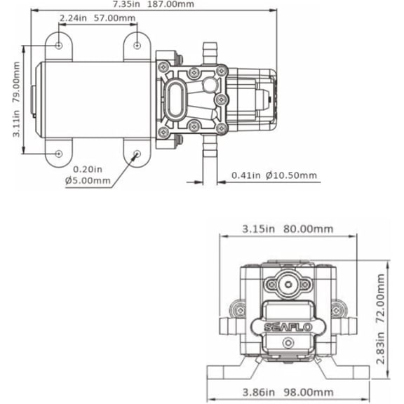 22-Series 12V Water Pump - 1.3 GPM, 100 PSI, Self-Priming Diaphragm Pump for Marine, RV, Agriculture, and Off-Grid Applications