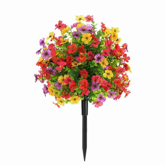 22" Set of 2 Artificial Topiary Ball with Morning Glory Flowers with Spikes for Outdoor, UV Resistant Faux Greenery Shrubs, Realistic Fake Bushes Plants for Garden, Yard, Front Porch, Patio Decor