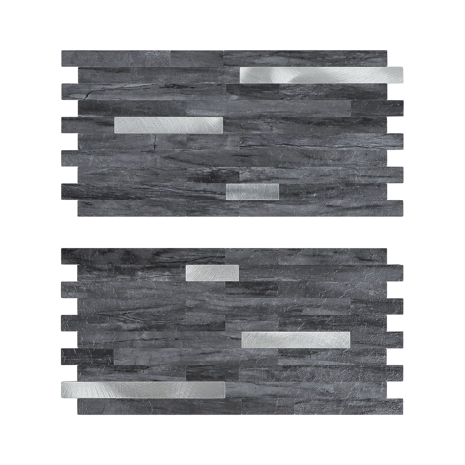 22-Sheet Peel and Stick Backsplash Stone Tile, Self Adhesive Slate Black Grey Linear Stick on Wall Tiles for Kitchen Bathroom(10.44 sq.ft)