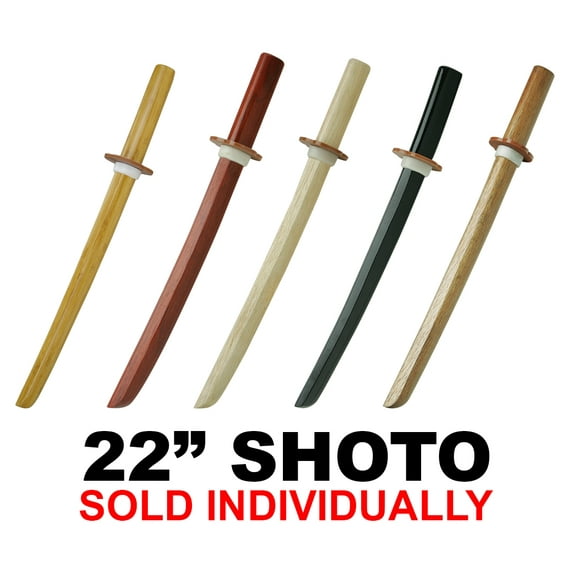 22" Shoto Wooden Kenjutsu Sword Black Red White Oak Bamboo Wood Samurai Martial Arts (Red Oak)