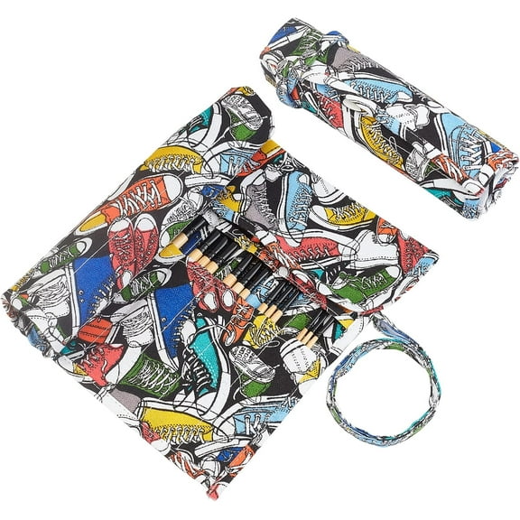 22 Slots Paint Brush Holder 2 Pack Canvas Art Brush Roll-Up Bag Organizer with Belt Strap Makeup Brushes Case Watercolor Oil Pouch Case Without Brushes DIY Making