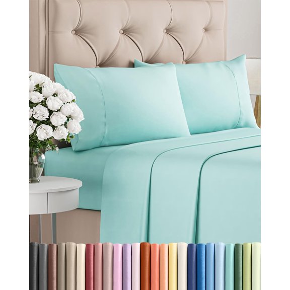 22 - Spa Blue Twin 4 Piece Sheet Set Bedding