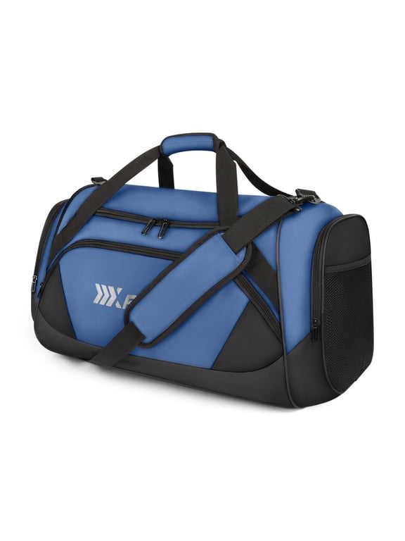 22" Travel Duffle Bag with Shoe Compartment, Carry-on Overnight Bag for Gym Sport Travel,Blue - LX238