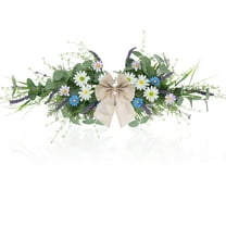 22'' Spring Wreaths for Front Door, Summer Spring Floral Swag Blue Door Wreath with Wildflower Lanvender, Wall Porch Window Home Decorations Indoor & Outdoor(A)