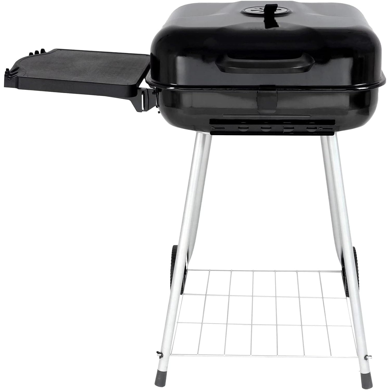 22" Square Charcoal Grill with Folding Side Racks, 600 Square Inch