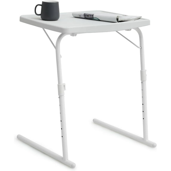 22" TV Tray Table Folding Portable Dinner Couch Bed Dinner Table for Eating with Height Adjustable 3 Angles(White