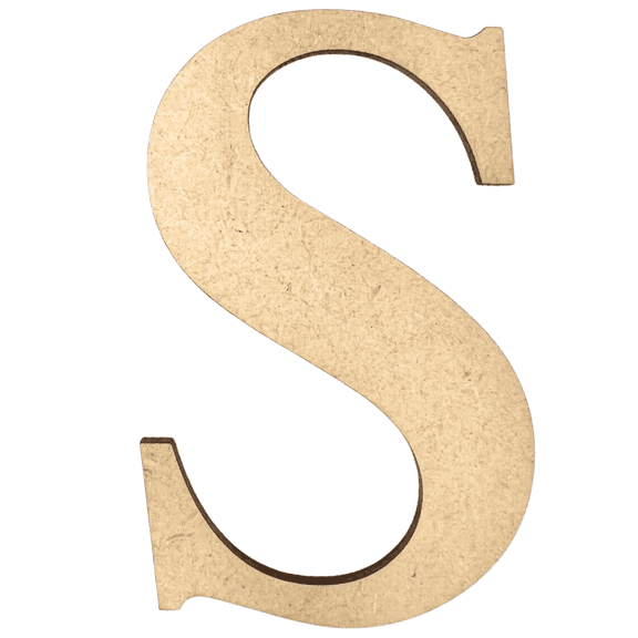 22" Tall MDF Letter S | 1/8" Thick | Krafty Supply Letters | Times | Wooden Letter