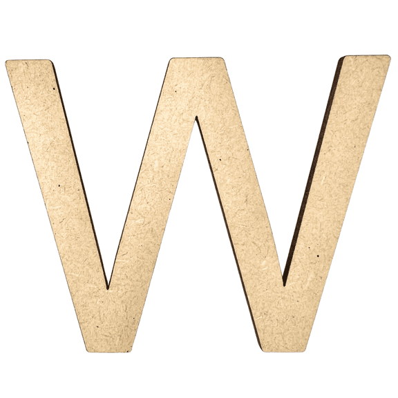22" Tall MDF Letter W | 1/8" Thick | Krafty Supply Letters | Arial | Wooden Letter