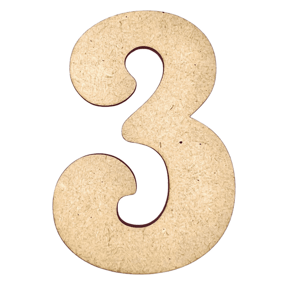 22" Tall MDF Number 3| 1/8" Thick | Krafty Supply Letters | Beltorian