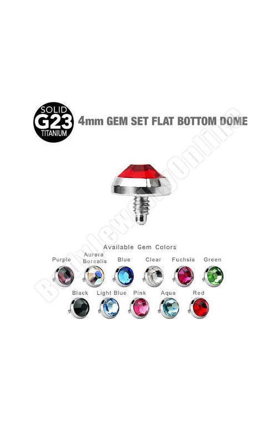 22 Titanium Internally Threaded Flat Dermal Anchor Tops with CZ gems