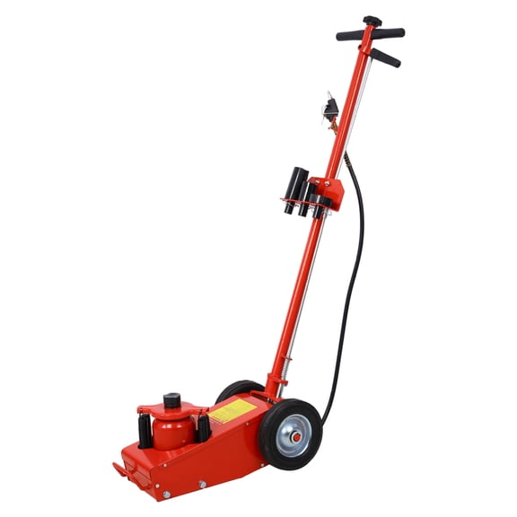 22 Ton Hydraulic Floor Jack Air-Operated Axle Bottle Jack with (4) Extension Saddle Set Built-in Wheels, Red