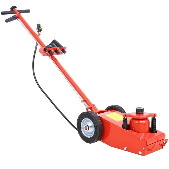 22 Ton Hydraulic Floor Jack Air-Operated Axle Bottle Jack with (4) Extension Saddle Set Built-in Wheels, Red