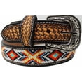 thumbnail image 1 of 22  Unisex 1.5" Western Beaded Tooled Full-Grain Leather Belt 26RTW25C, 1 of 1
