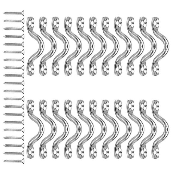 22 Units Heavy-Duty U-Shaped Eye Straps with Securing Screws, Rustproof Steel Wall/Ceiling Mount Hooks Set
