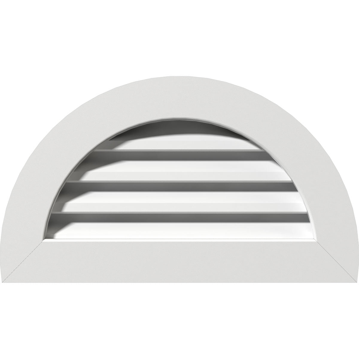 22"W x 11"H Half Round Gable Vent (27"W x 16"H Frame Size): Functional, PVC Gable Vent w/ 1" x 4" Flat Trim Frame