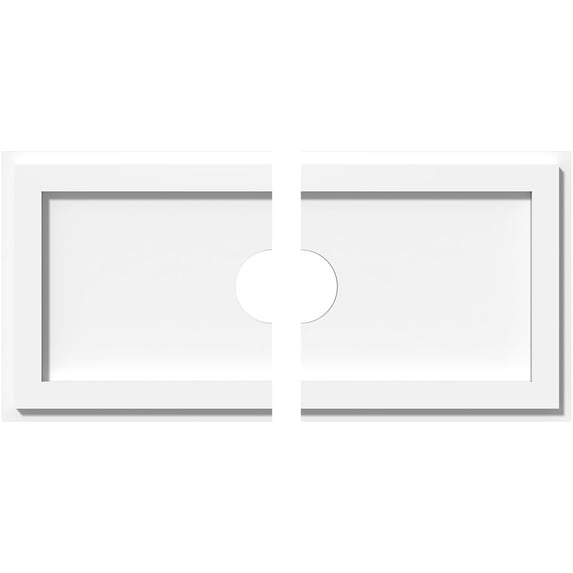 22"W x 11"H x 3"ID x 7 1/2"C x 1"P Rectangle Architectural Grade PVC Contemporary Ceiling Medallion, Two Piece