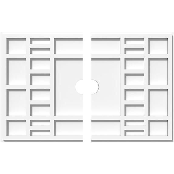 22"W x 14 5/8"H x 2"ID x 7 1/2"C x 1"P Beaux Architectural Grade PVC Contemporary Ceiling Medallion, Two Piece