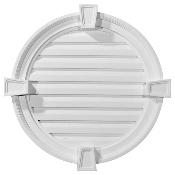 22"W x 22"H x 2 1/8"P, Round Gable Vent with Keystones, Non-Functional