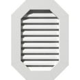thumbnail image 1 of 22"W x 28"H Vertical Elongated Octagon (27"W x 33"H Frame Size): Functional, PVC Gable Vent w/ 1" x 4" Flat Trim Frame, 1 of 14