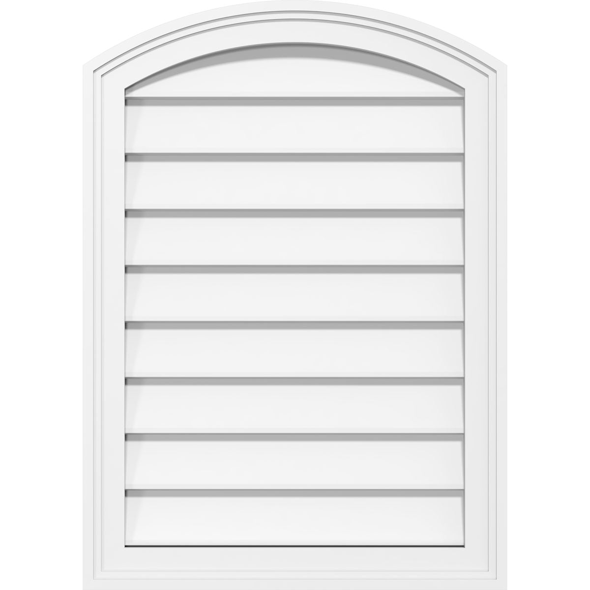 22"W x 32"H Arch Top Surface Mount PVC Gable Vent: Non-Functional, w/ 2"W x 1-1/2"P Brickmould Frame