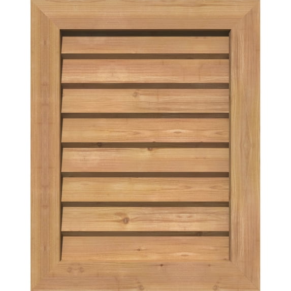 22"W x 32"H Rectangle Gable Vent (27"W x 37"H Frame Size): Unfinished, Non-Functional, Smooth Western Red Cedar Gable Vent w/ Decorative Face Frame
