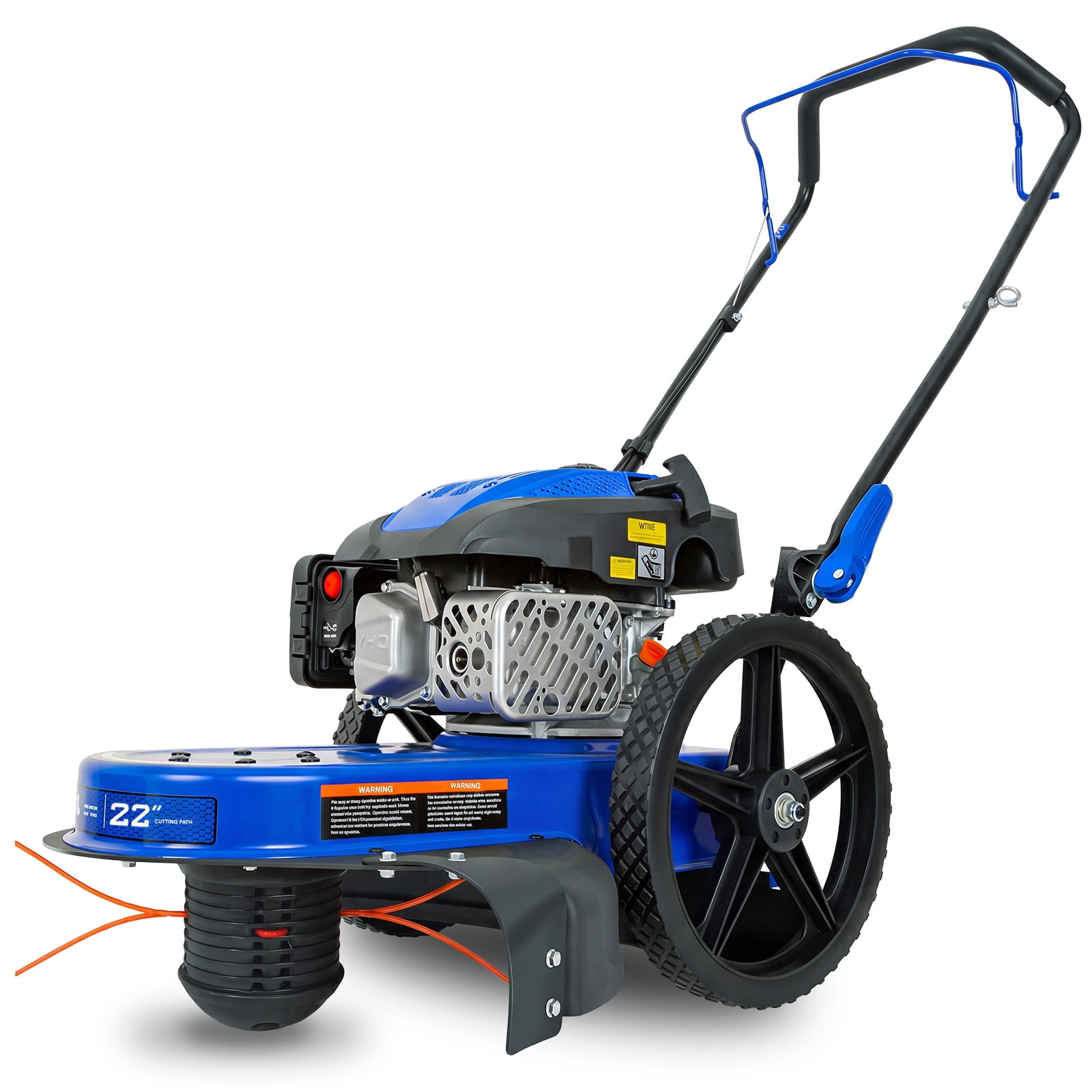 22 in Walk Behind String Trimmer 170cc 4-Cycle Gas Brush Hog Mower 22" Cutting Diameter Push Grass Eater with 14 Inch Flat Free Wheels Brush Cutter for Farm Lawn Yard