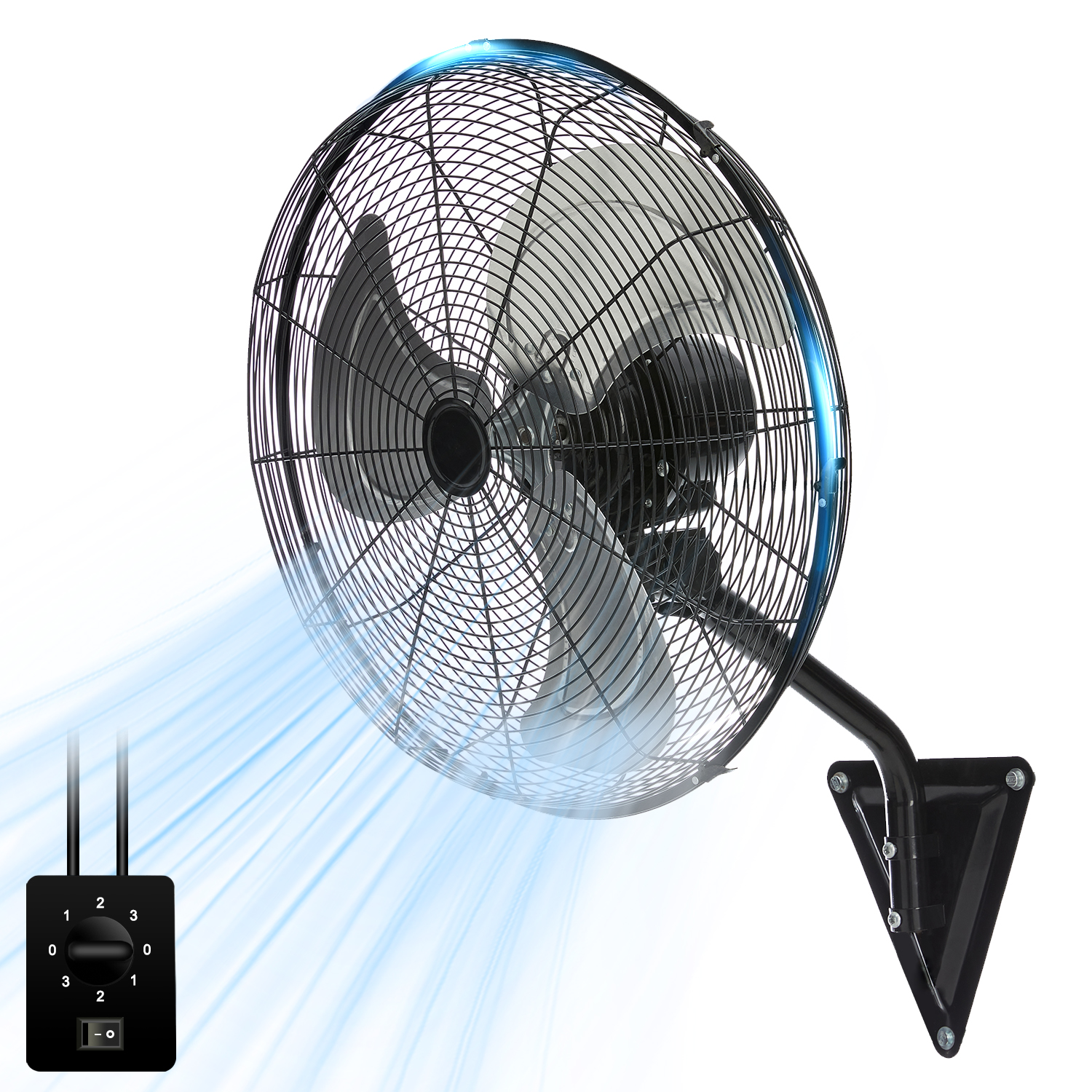 PELONIS 16‘’ Wall Mount Fan with 3 Speed Settings Oscillating Fan with
