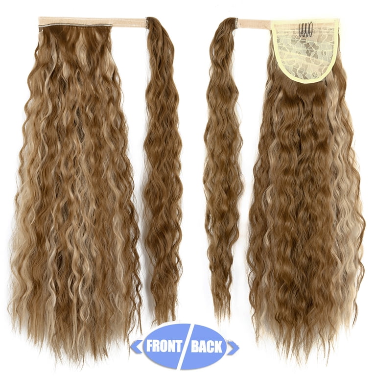 New 22” Wavy Brown Ponytail Amazon.com : Corn Wave Ponytail Extension Clip in - 22 Inch  main image 4