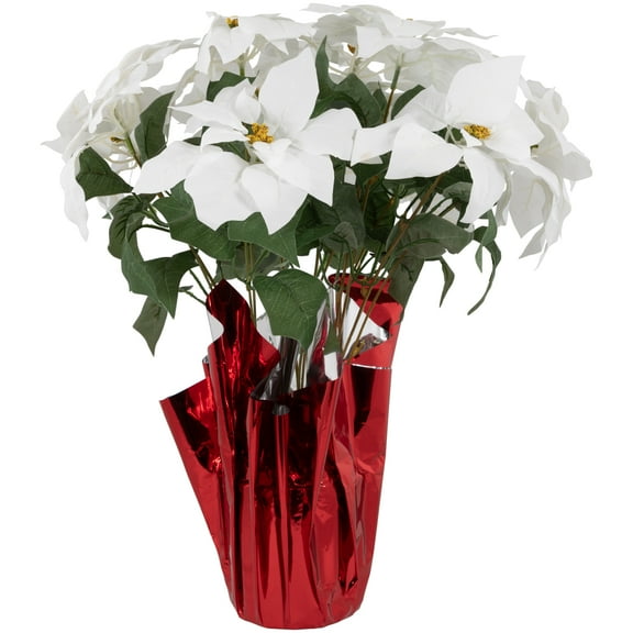 Northlight Artificial Christmas Poinsettia Flowers with Wrapped Base - 22" - White