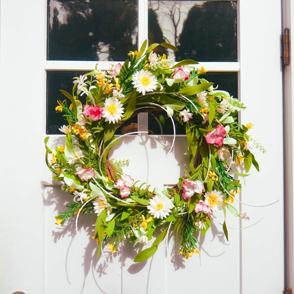 22" White Water Lily, Sweet Pea Wreath