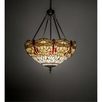 Meyda Lighting 22" Wide Tiffany Hanginghead Dragonfly Inverted Pendant