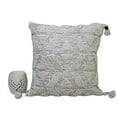 thumbnail image 1 of 22" X 22" Off White Geometric Zippered Handmade Cotton Blend Throw Pillow With Tassels, 1 of 3