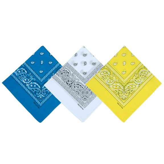 22"X22" Cotton Bandanas for Men & Women Pasiley Cowboy Bandana Handkerchiefs for Hair